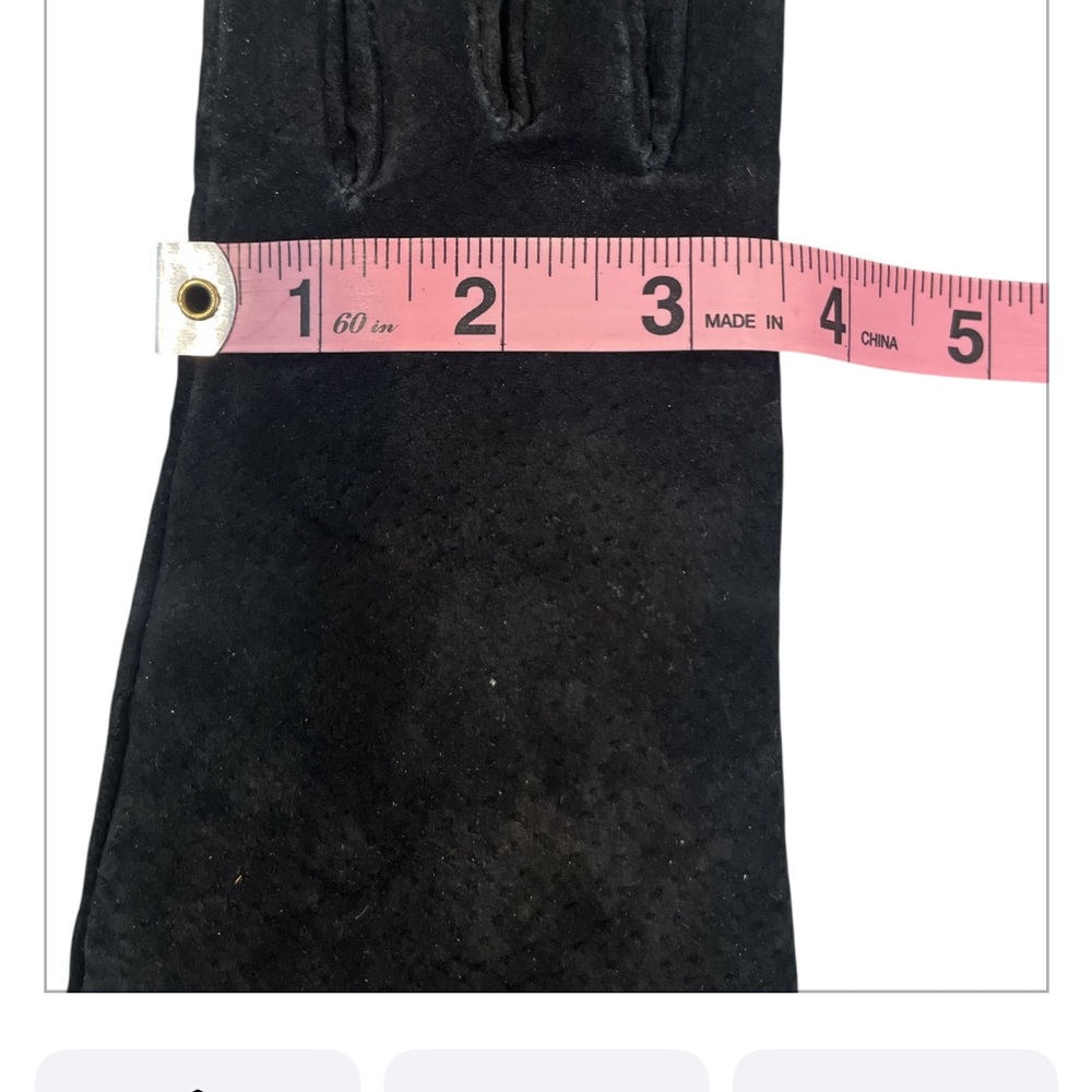 Womens’s Isotoner Medium Black Suede Faux Fur Gloves - Picture 7 of 7